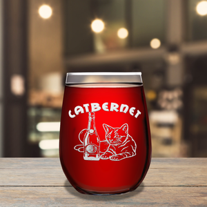 Catbernet on 17oz Stemless Wine Glass