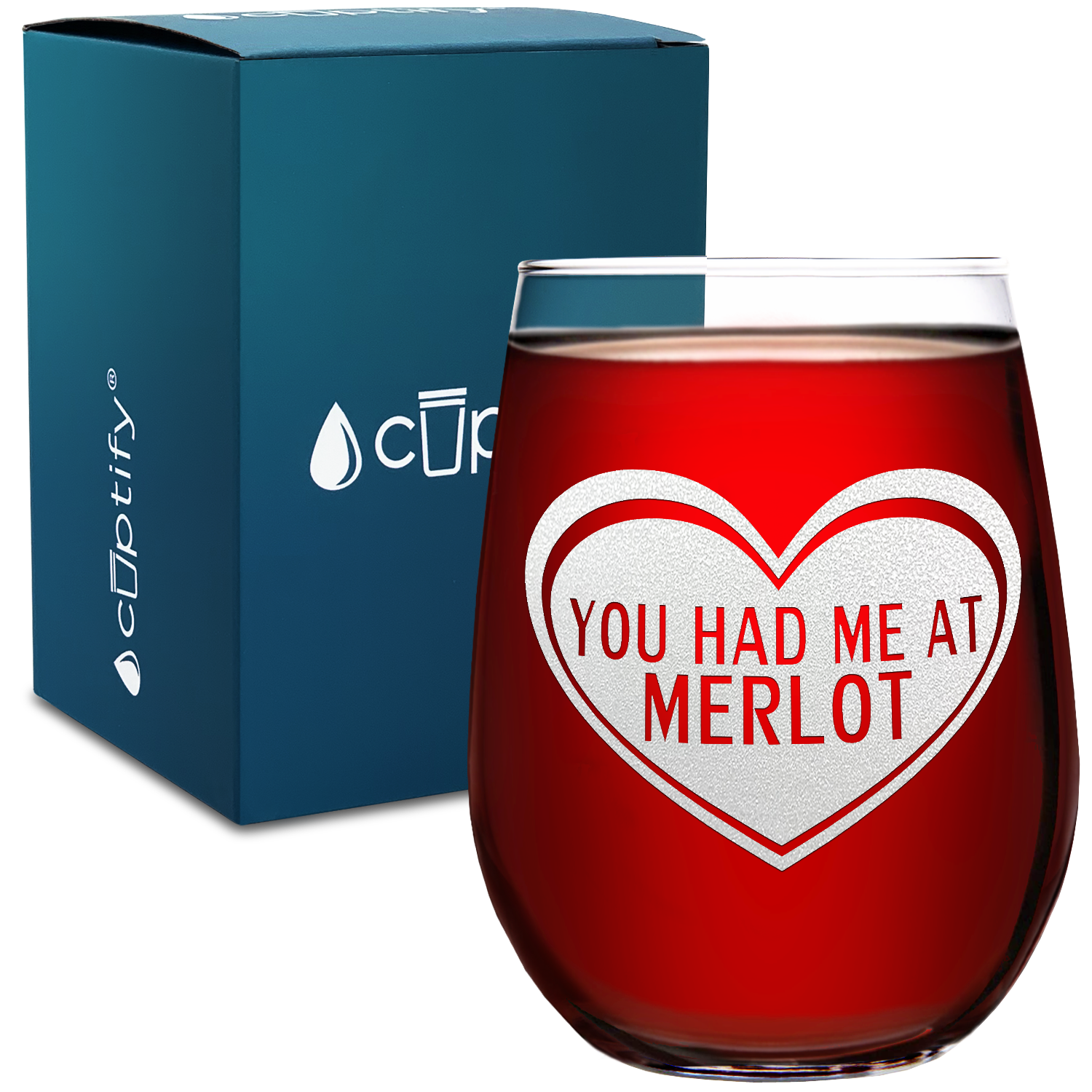 You had me at Merlot on 17oz Stemless Wine Glass