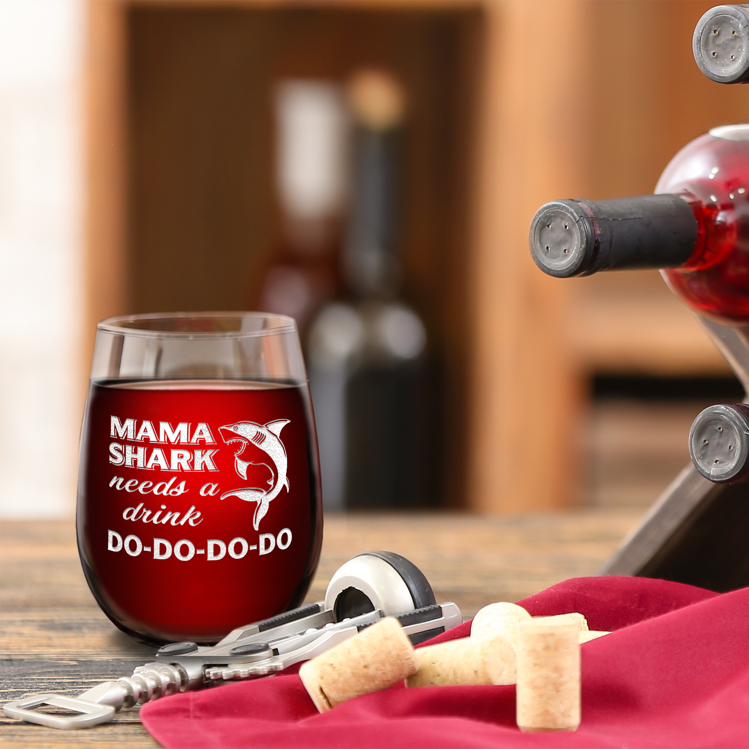 Mama shark wine deals glass