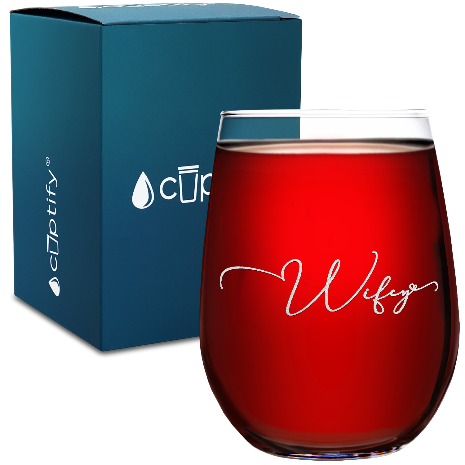 Wifey on 17oz Stemless Wine Glass