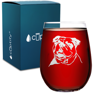 Bulldog Head 17oz Stemless Wine Glass
