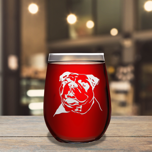 Bulldog Head 17oz Stemless Wine Glass