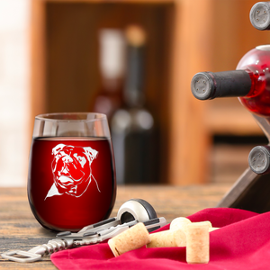 Bulldog Head 17oz Stemless Wine Glass