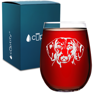 Dachshund Head 17oz Stemless Wine Glass