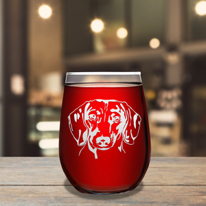 Dachshund Head 17oz Stemless Wine Glass