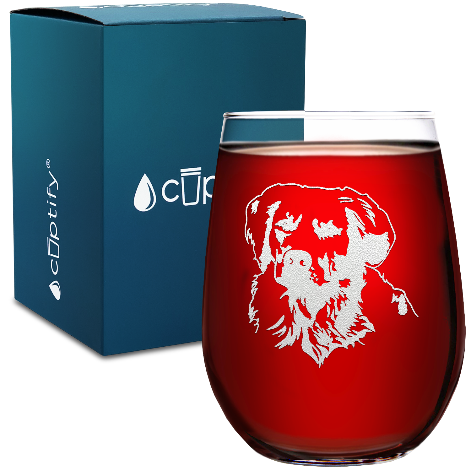 Golden Retriever Head 17oz Stemless Wine Glass