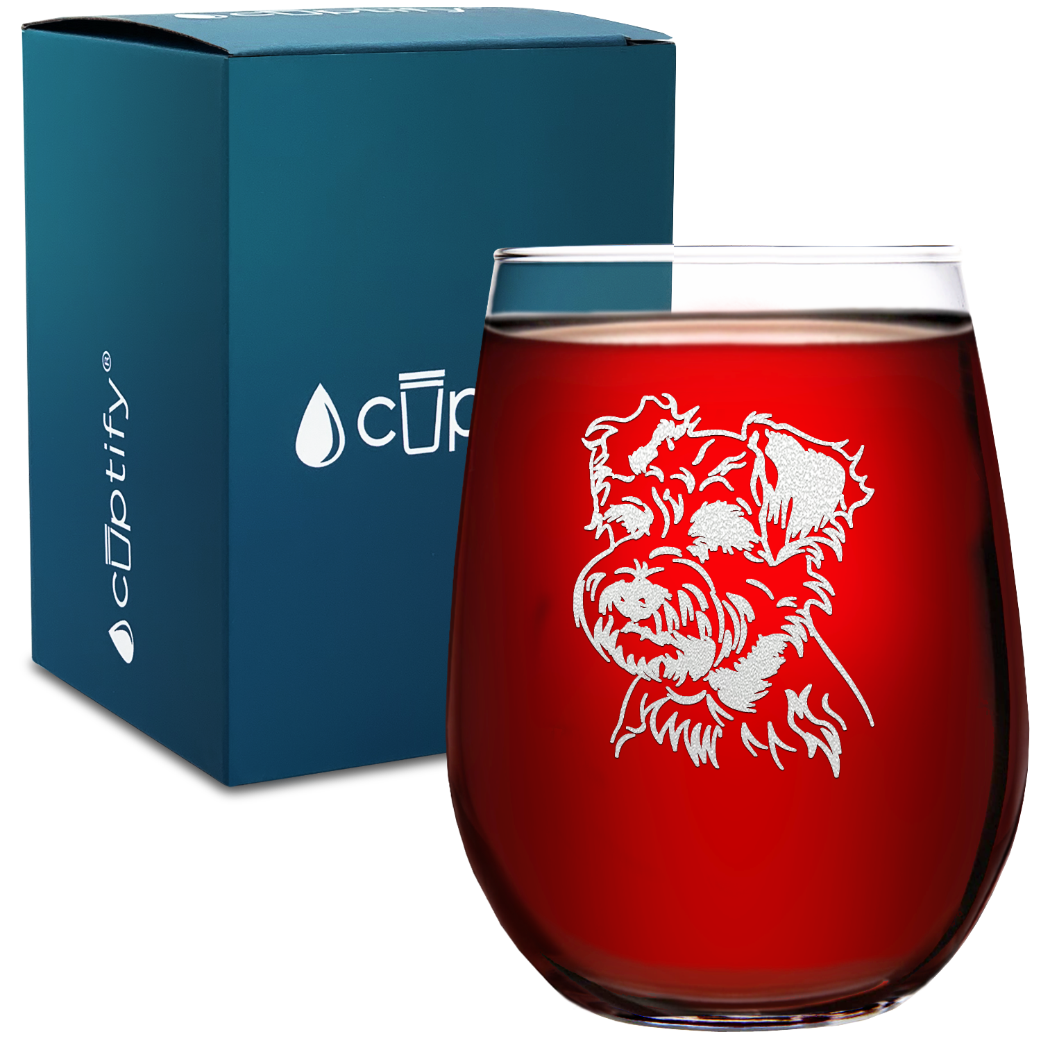 Miniature Schnauzer Head 17oz Stemless Wine Glass