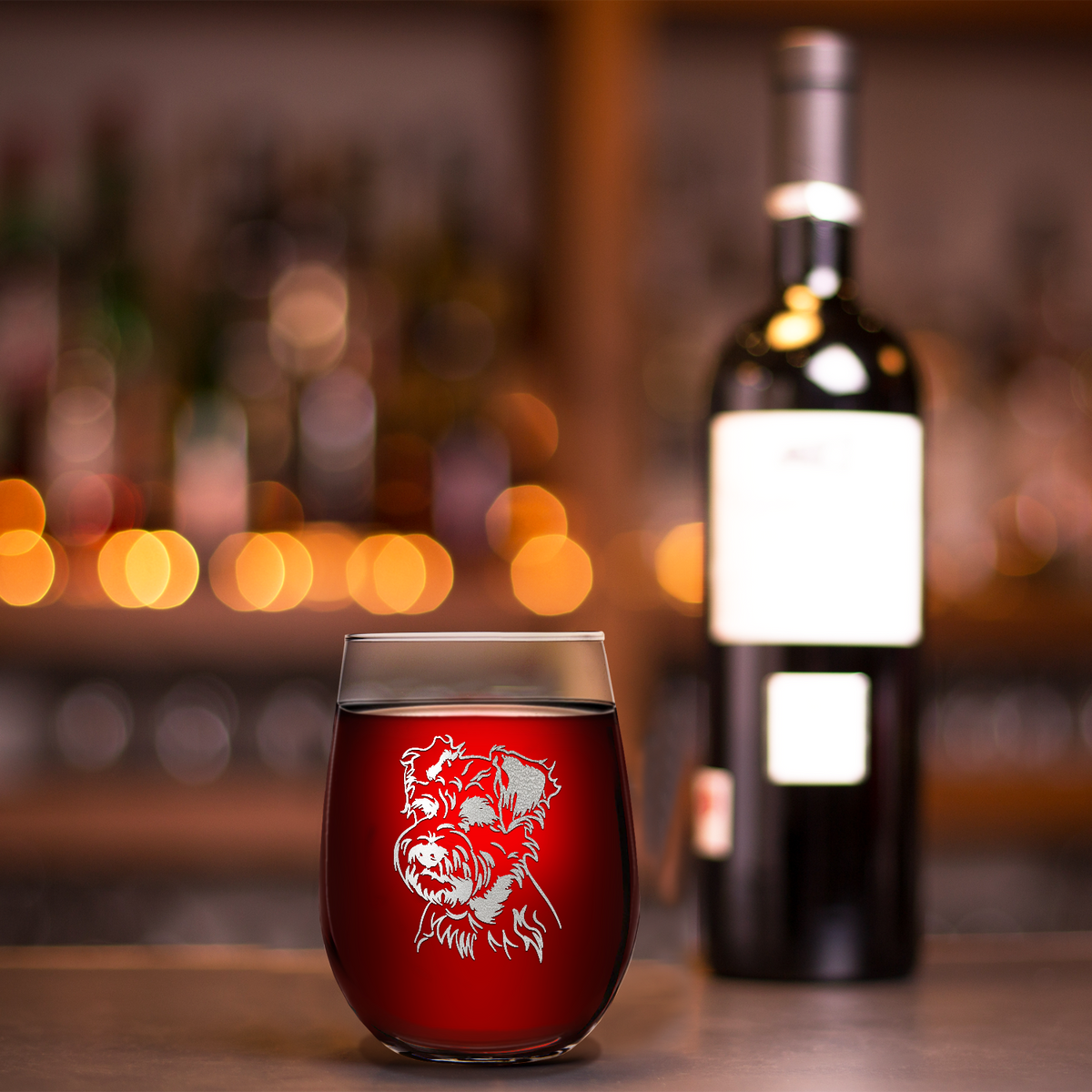Miniature Schnauzer Head 17oz Stemless Wine Glass