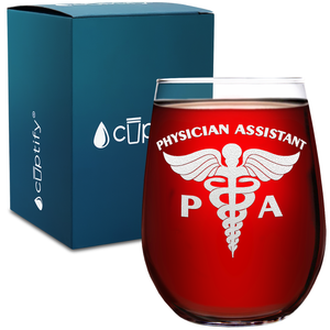 PA Physician Assistant 17oz Stemless Wine Glass
