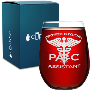 PA-C Certified Physician Assistant 17oz Stemless Wine Glass