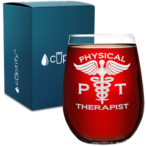 PT Physical Therapist 17oz Stemless Wine Glass