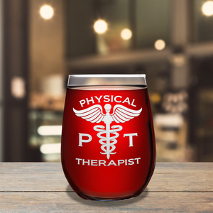 PT Physical Therapist 17oz Stemless Wine Glass