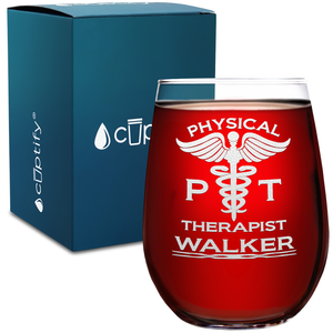 Personalized PT Physical Therapist 17oz Stemless Wine Glass