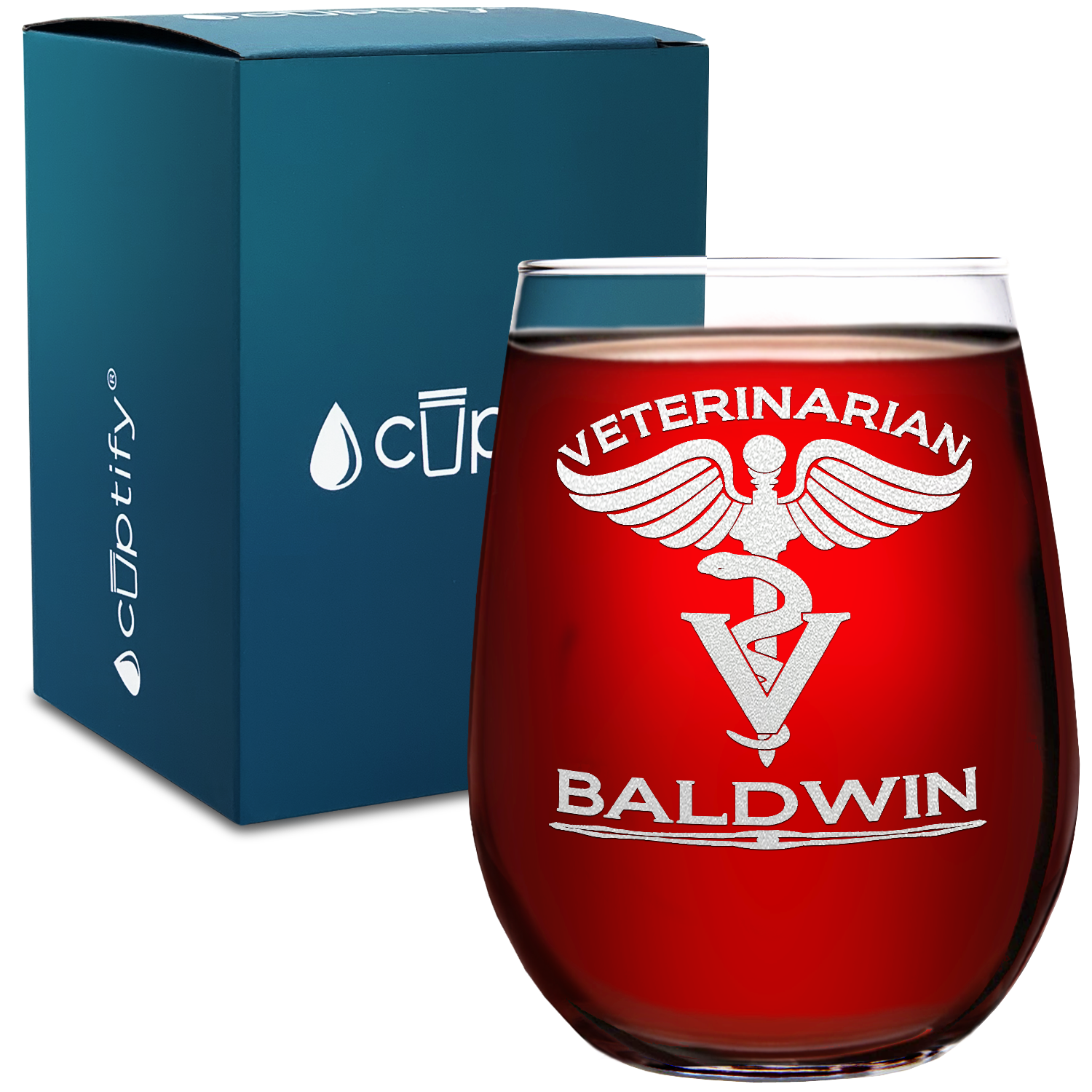 Personalized Veterinarian 17oz Stemless Wine Glass
