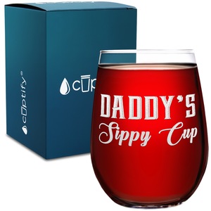 Daddy's Sippy Cup on 17oz Stemless Wine Glass