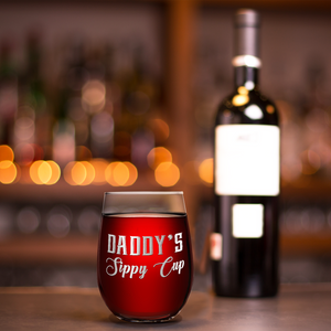 Daddy's Sippy Cup on 17oz Stemless Wine Glass
