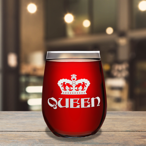 Queen Crown on 17oz Stemless Wine Glass