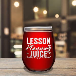 Because Virtual Teaching Laser Engraved on 15 oz Stemless Wine Glass