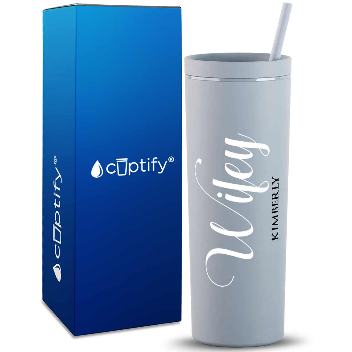 Personalized Wifey on 18oz Acrylic Skinny Tumbler