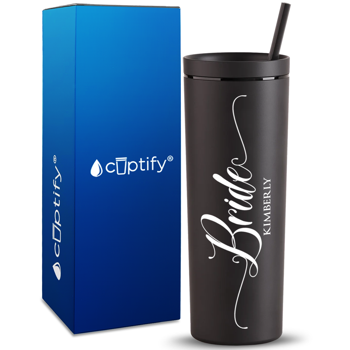 Personalized Elegant Bride on 18oz Acrylic Skinny Tumbler