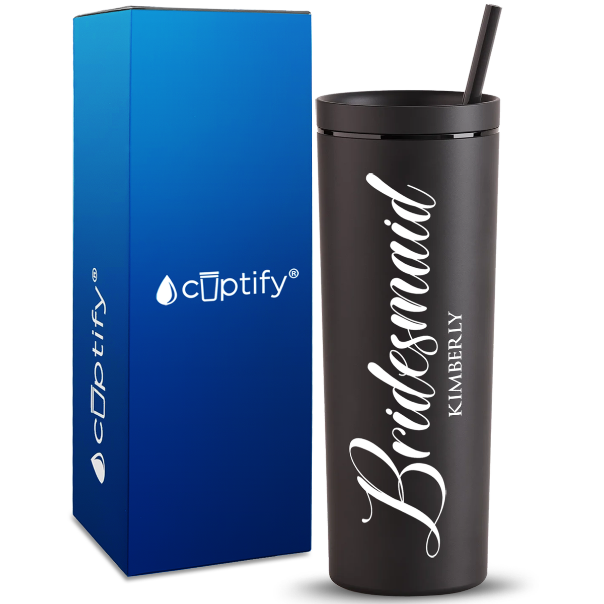 Personalized Bridesmaid on 18oz Acrylic Skinny Tumbler