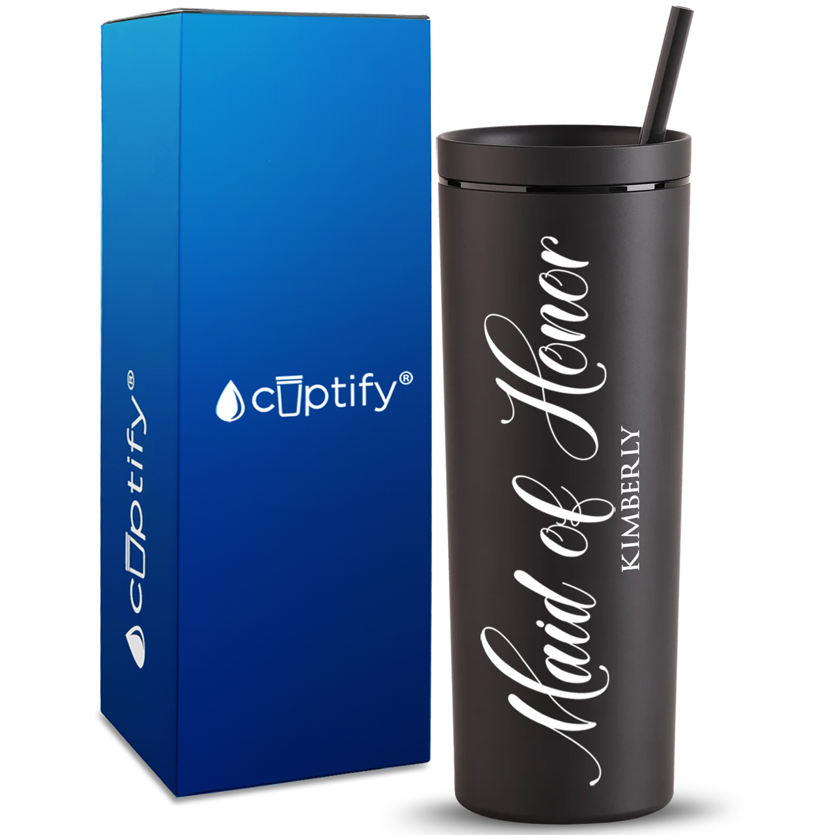 Personalized Maid of Honor on 18oz Acrylic Skinny Tumbler