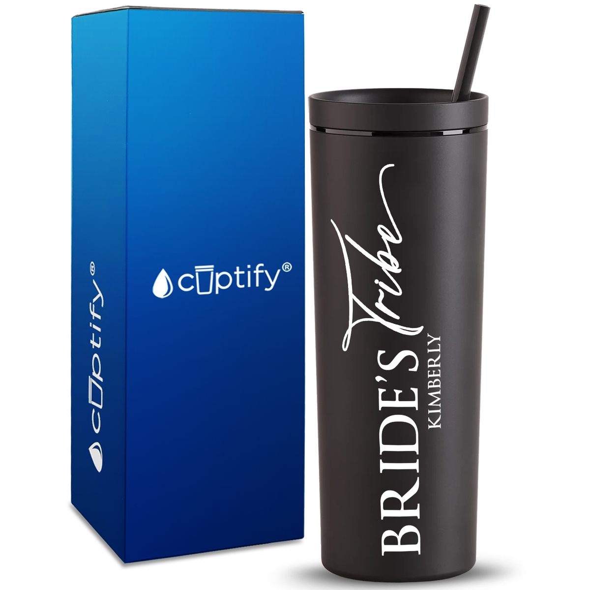 Personalized Bride's Tribe on 18oz Acrylic Skinny Tumbler