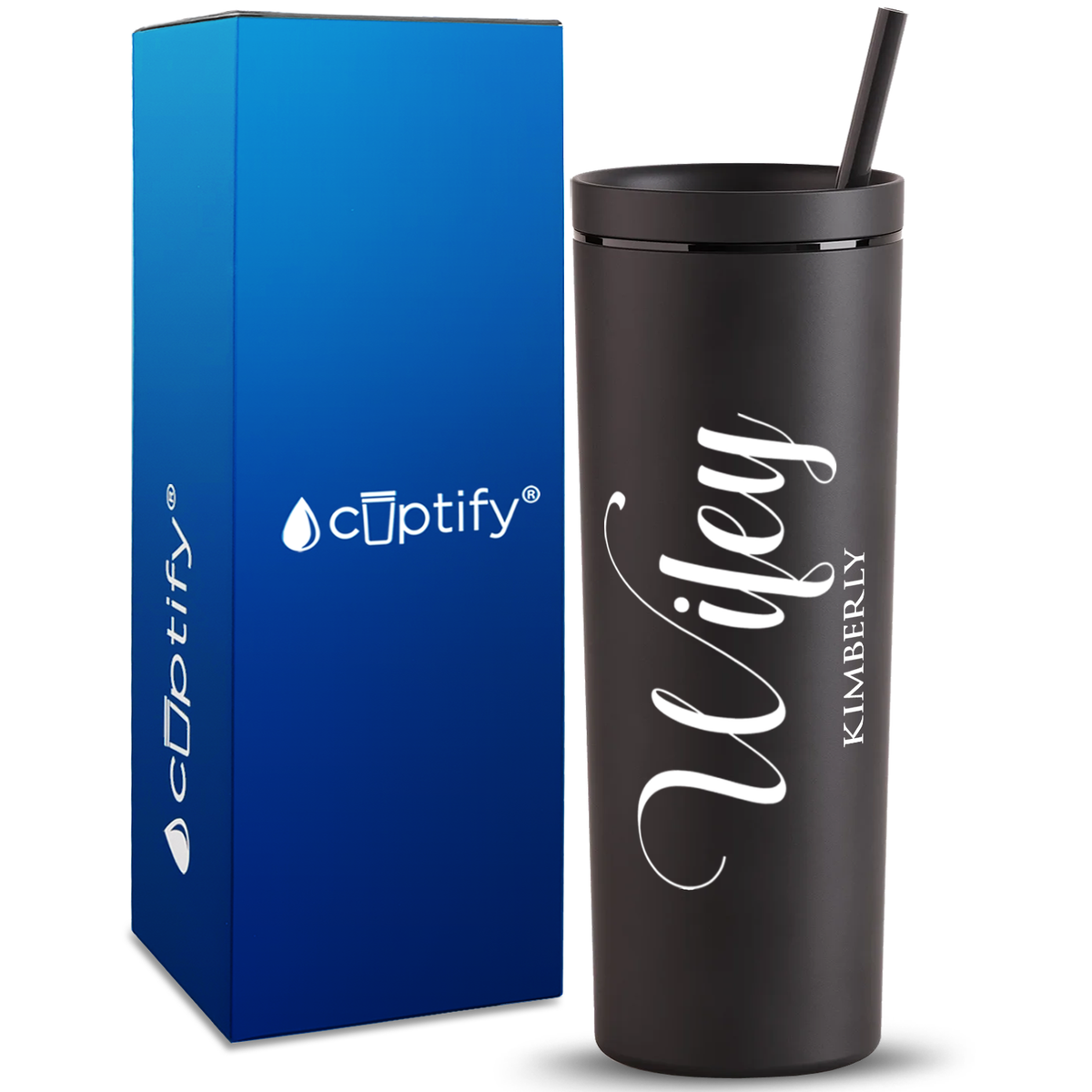 Personalized Wifey on 18oz Acrylic Skinny Tumbler