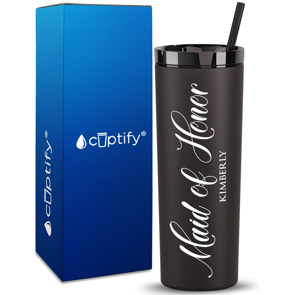 Personalized Maid of Honor on 18oz Acrylic Skinny Tumbler