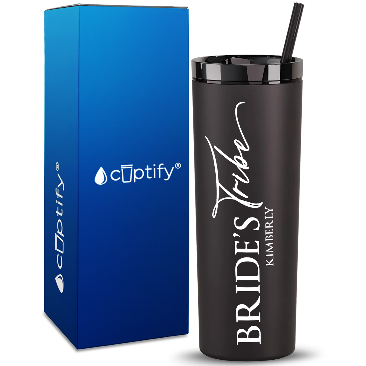 Personalized Bride's Tribe on 18oz Acrylic Skinny Tumbler