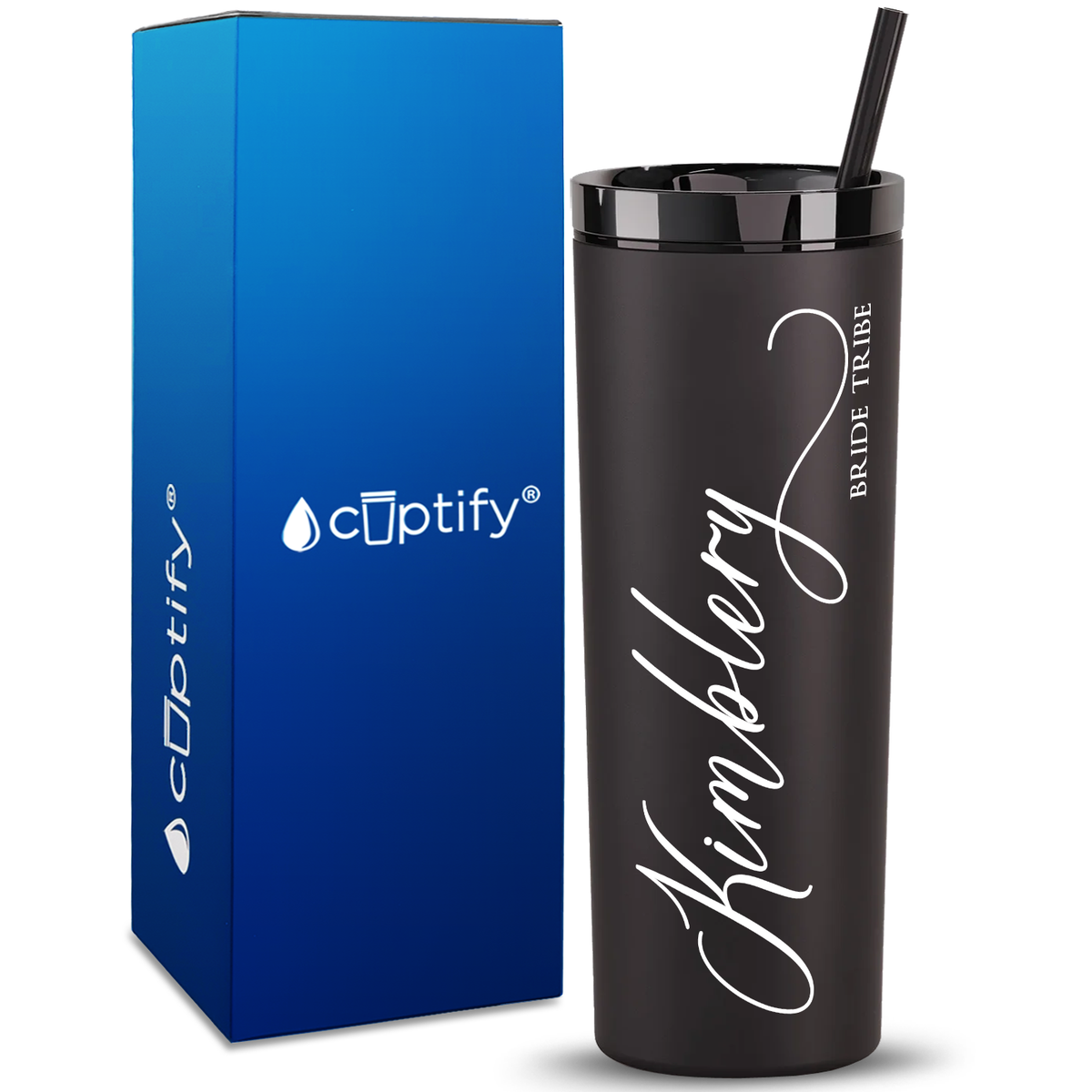 Personalized Calligraphy Bride Tribe on 18oz Acrylic Skinny Tumbler