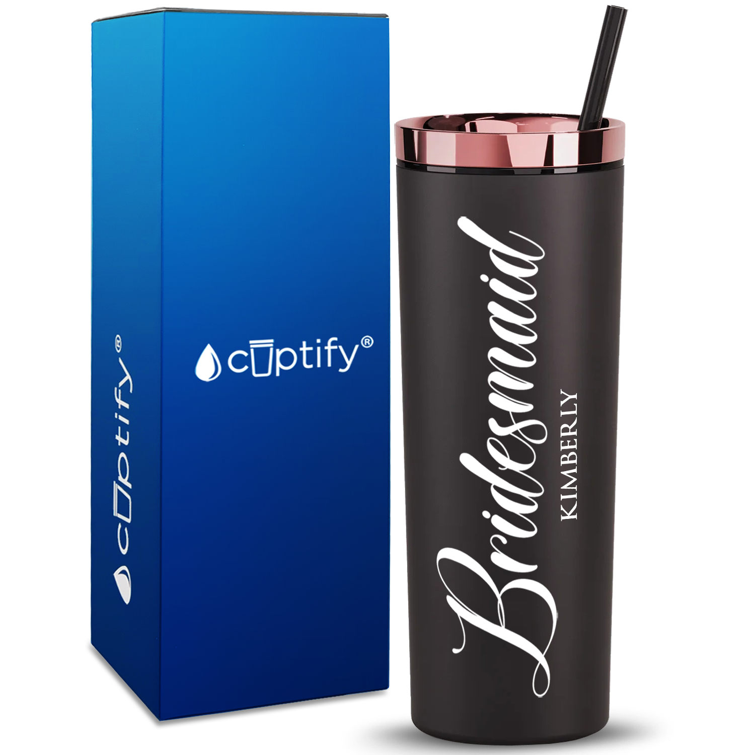 Personalized Bridesmaid on 18oz Acrylic Skinny Tumbler