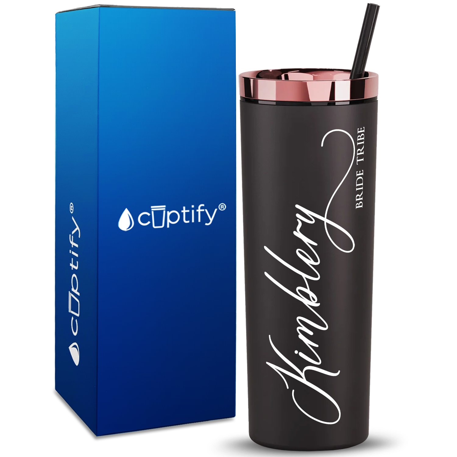 Personalized Calligraphy Bride Tribe on 18oz Acrylic Skinny Tumbler