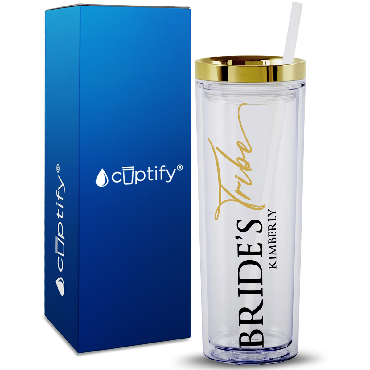Personalized Bride's Tribe on 18oz Acrylic Skinny Tumbler