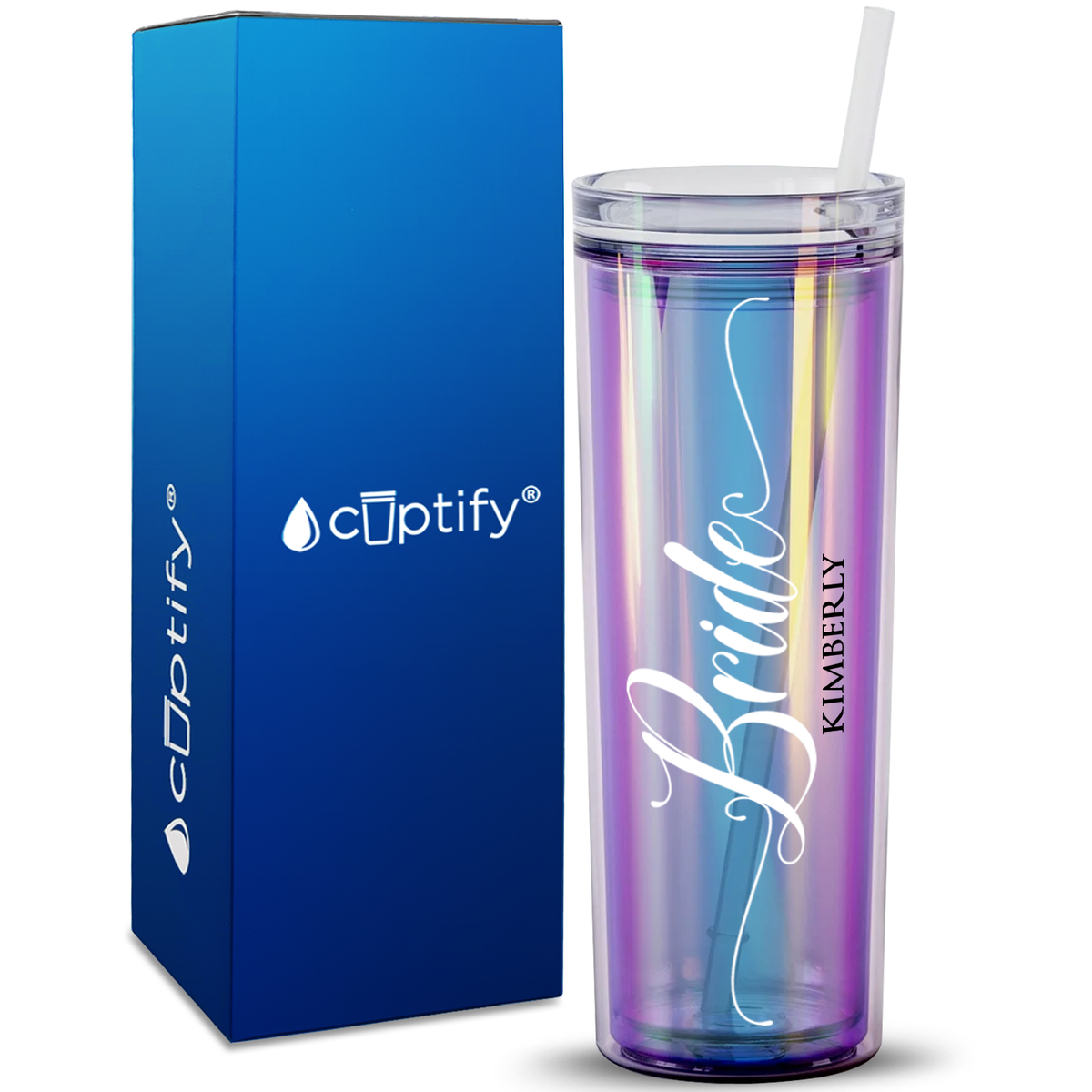 Personalized Elegant Bride on 18oz Acrylic Skinny Tumbler