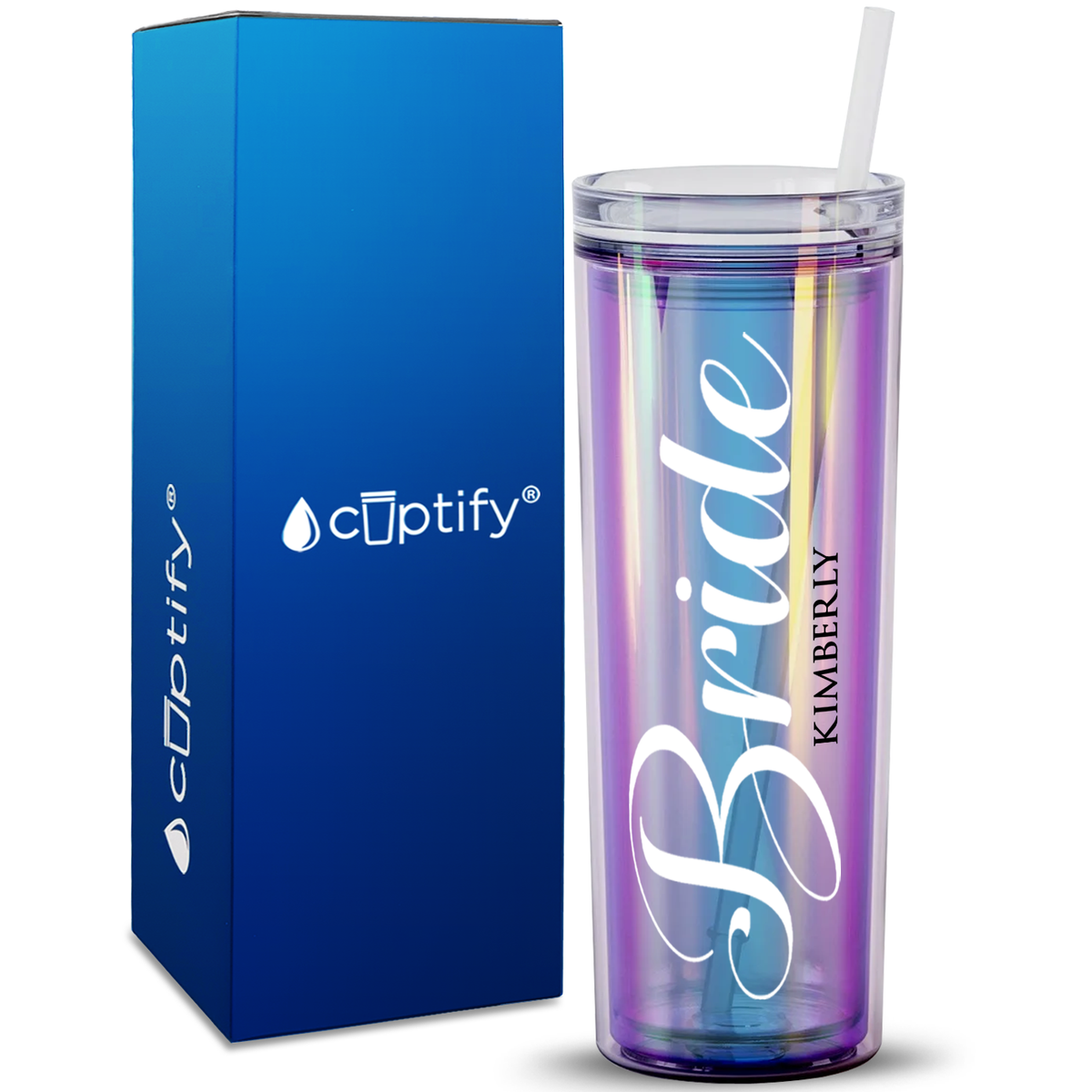 Personalized Bride on 18oz Acrylic Skinny Tumbler