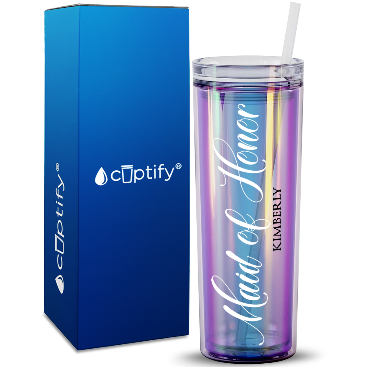 Personalized Maid of Honor on 18oz Acrylic Skinny Tumbler