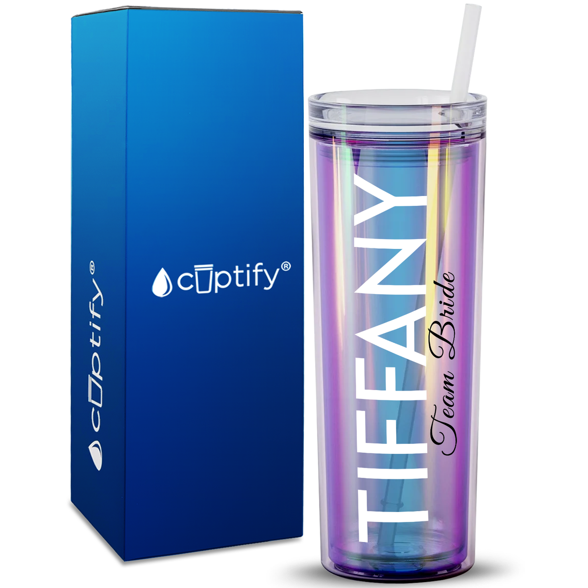 Personalized Team Bride on 18oz Acrylic Skinny Tumbler