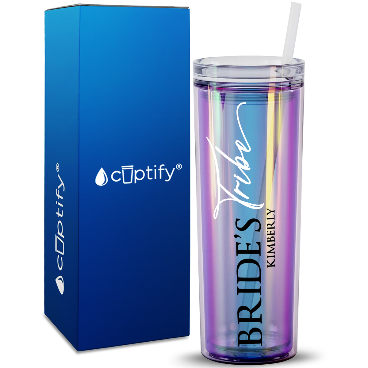 Personalized Bride's Tribe on 18oz Acrylic Skinny Tumbler