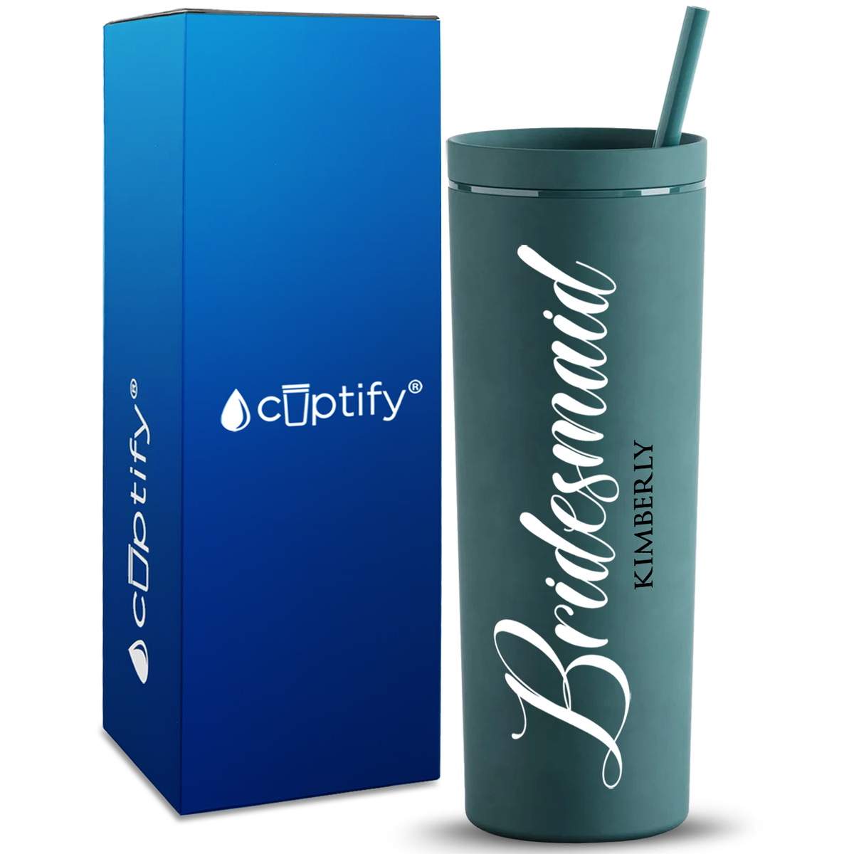 Personalized Bridesmaid on 18oz Acrylic Skinny Tumbler