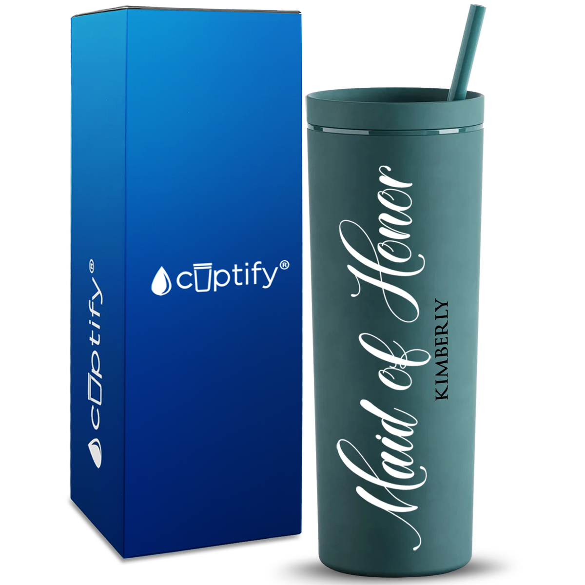 Personalized Maid of Honor on 18oz Acrylic Skinny Tumbler