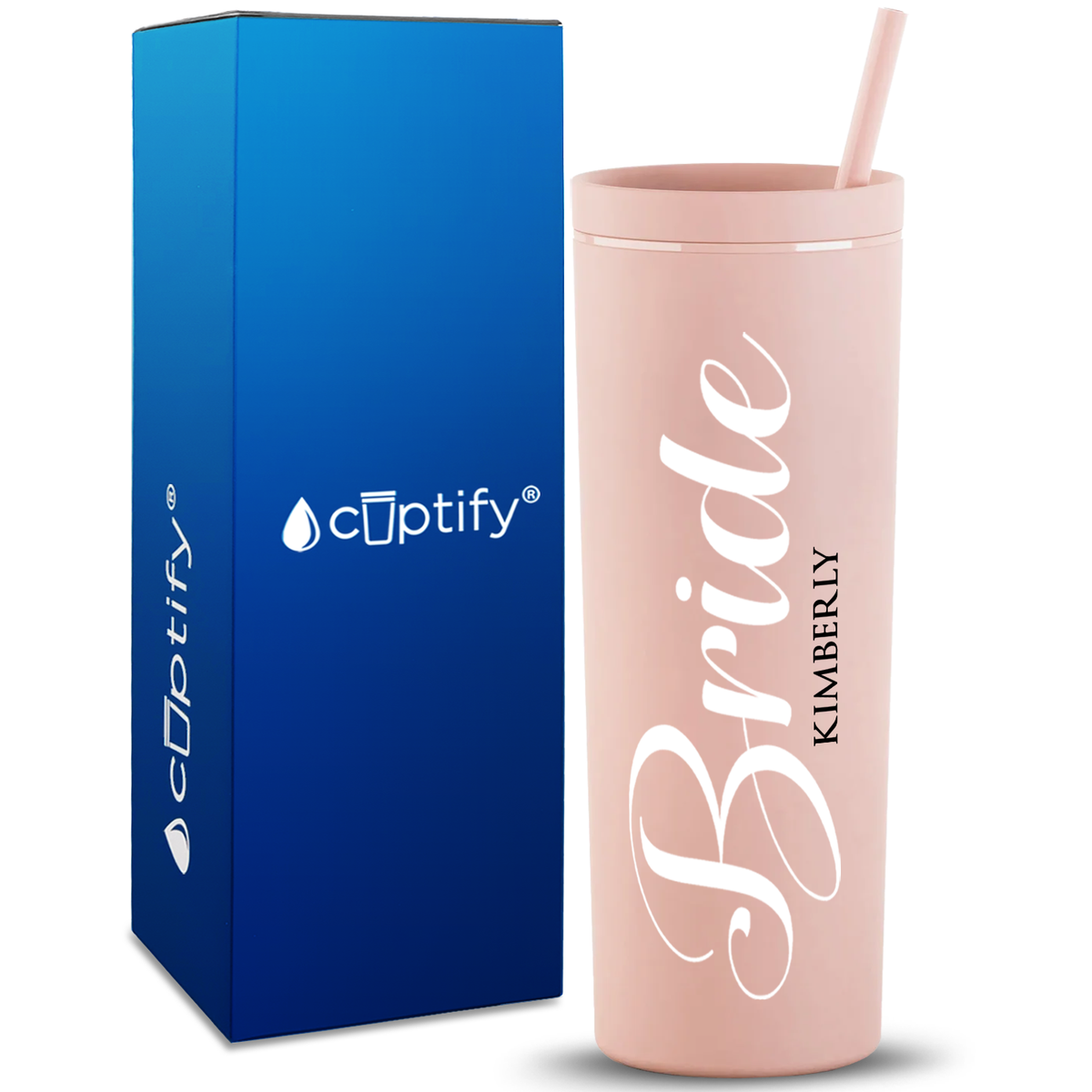 Personalized Bride on 18oz Acrylic Skinny Tumbler
