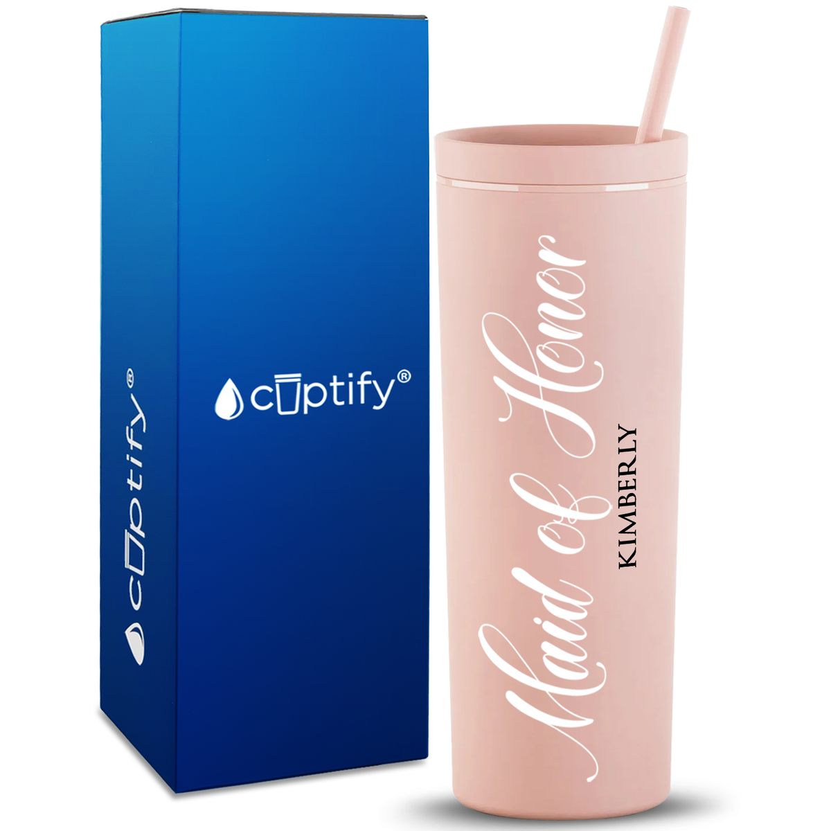 Personalized Maid of Honor on 18oz Acrylic Skinny Tumbler