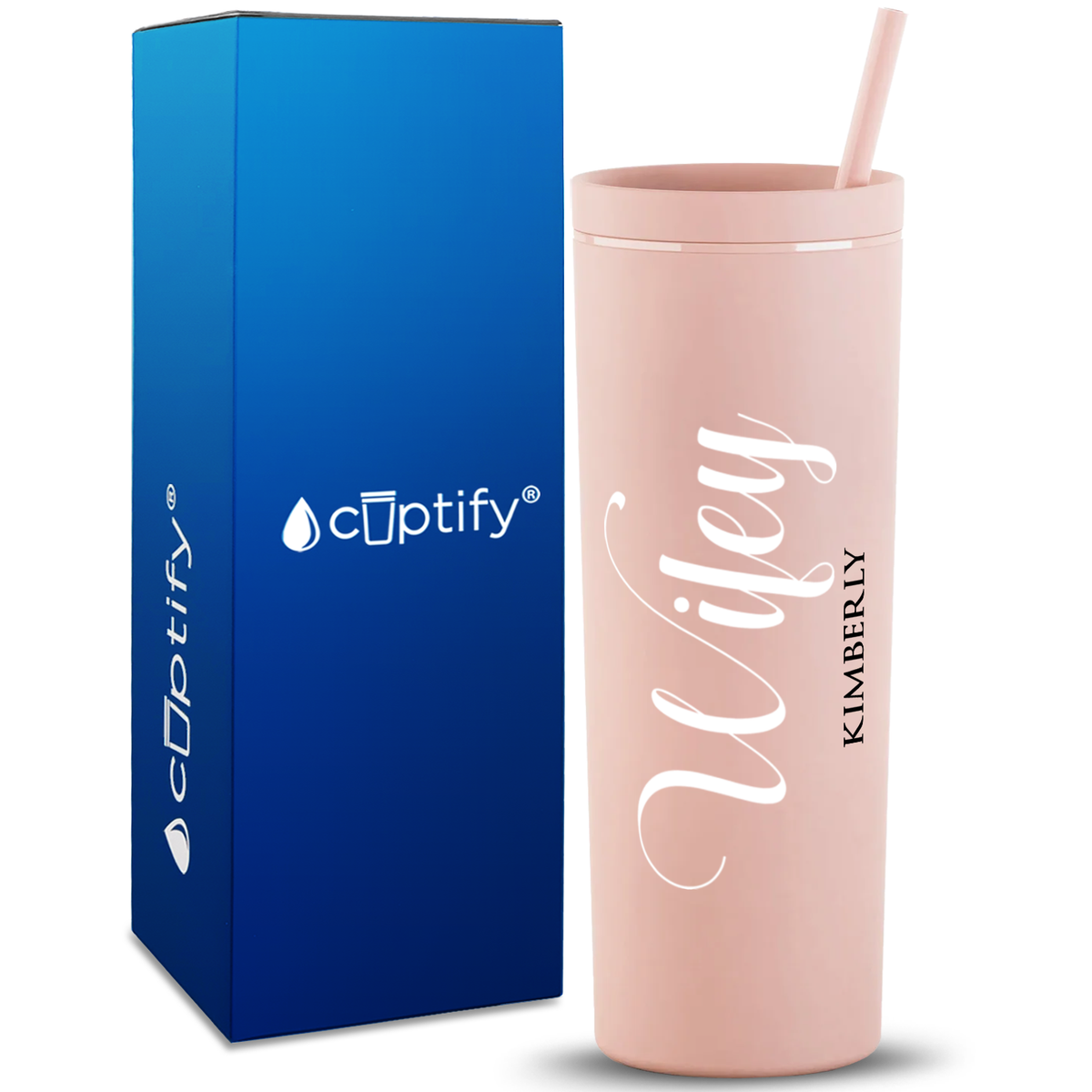 Personalized Wifey on 18oz Acrylic Skinny Tumbler