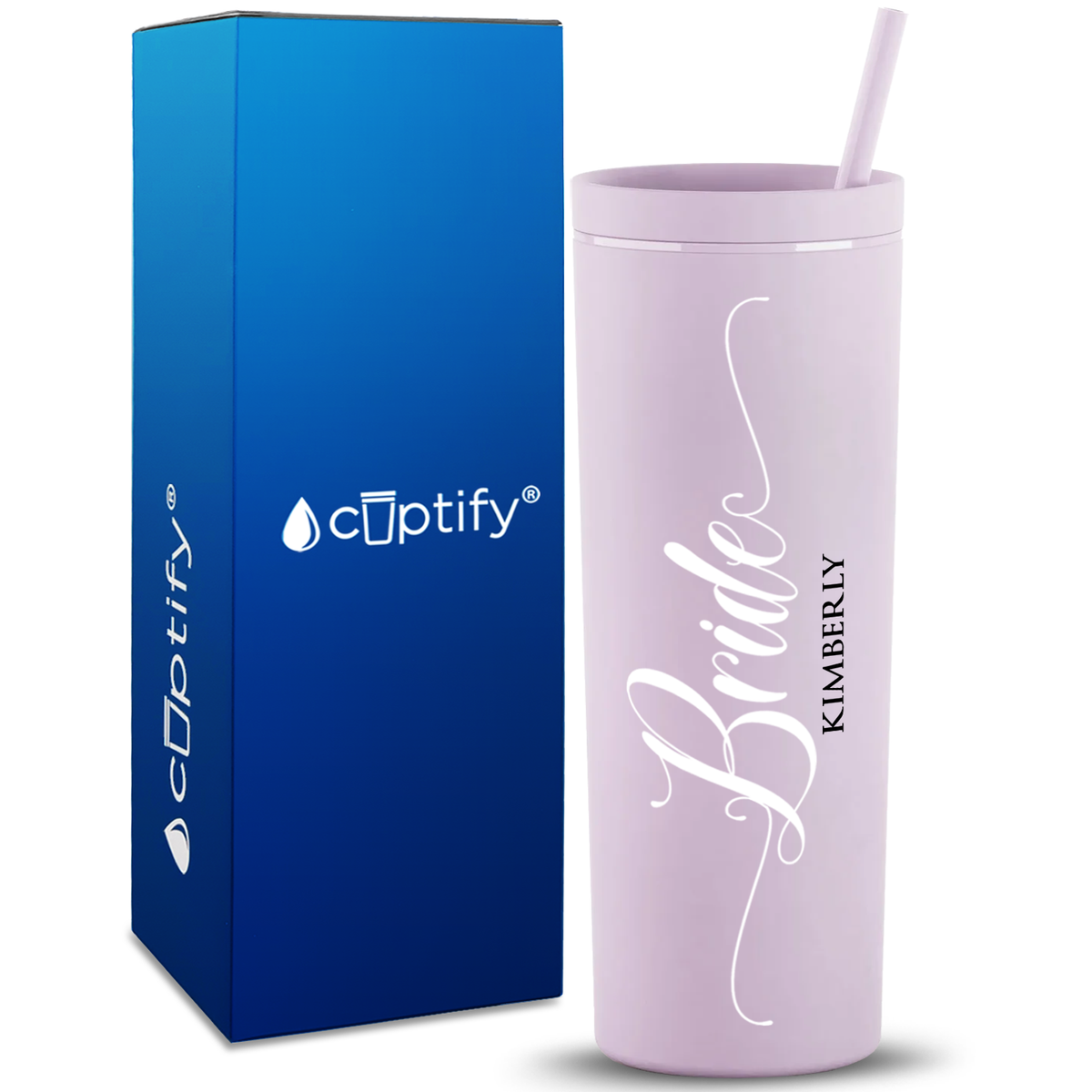 Personalized Elegant Bride on 18oz Acrylic Skinny Tumbler