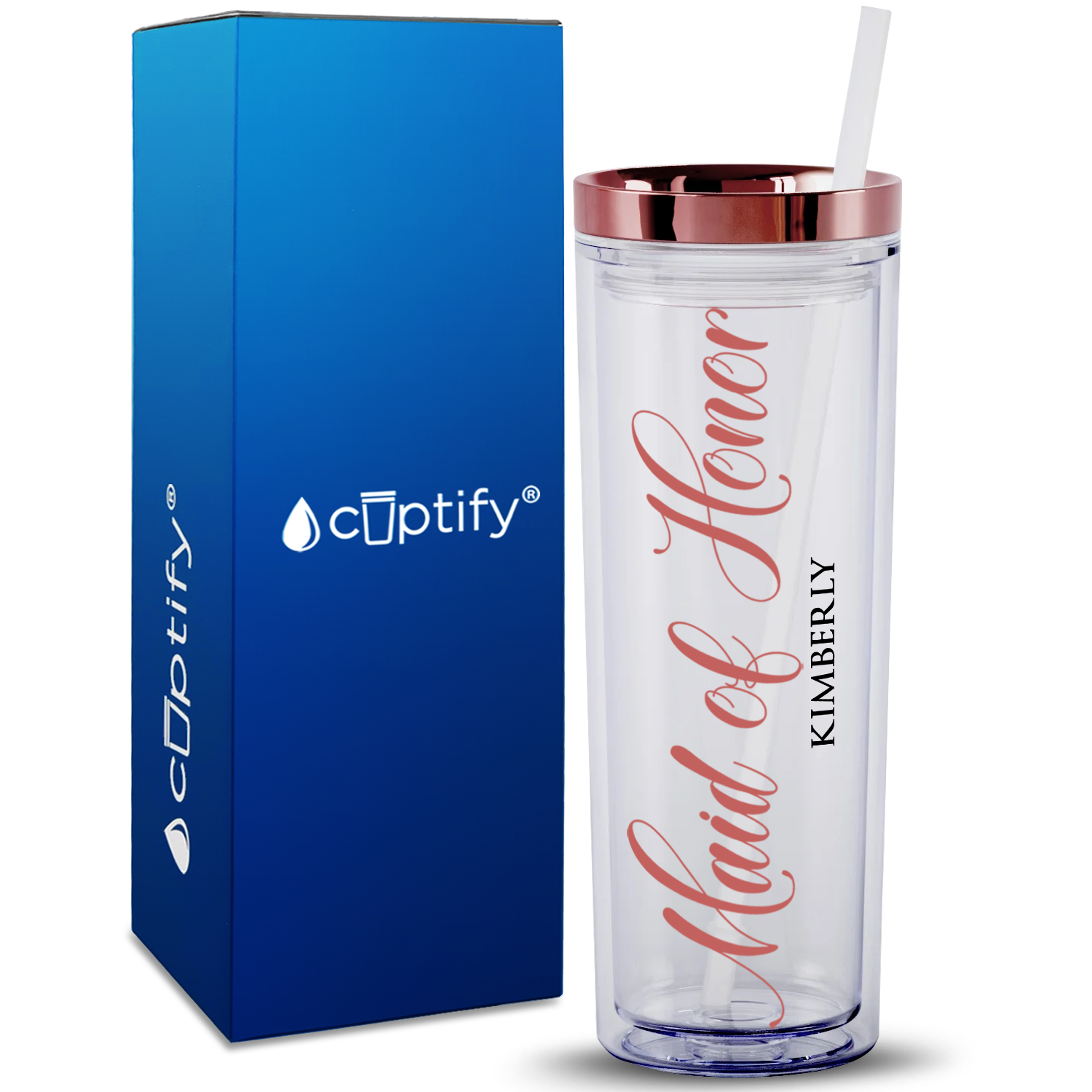 Personalized Maid of Honor on 18oz Acrylic Skinny Tumbler