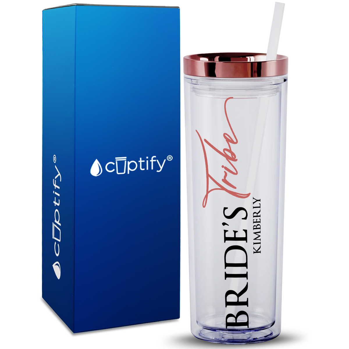 Personalized Bride's Tribe on 18oz Acrylic Skinny Tumbler