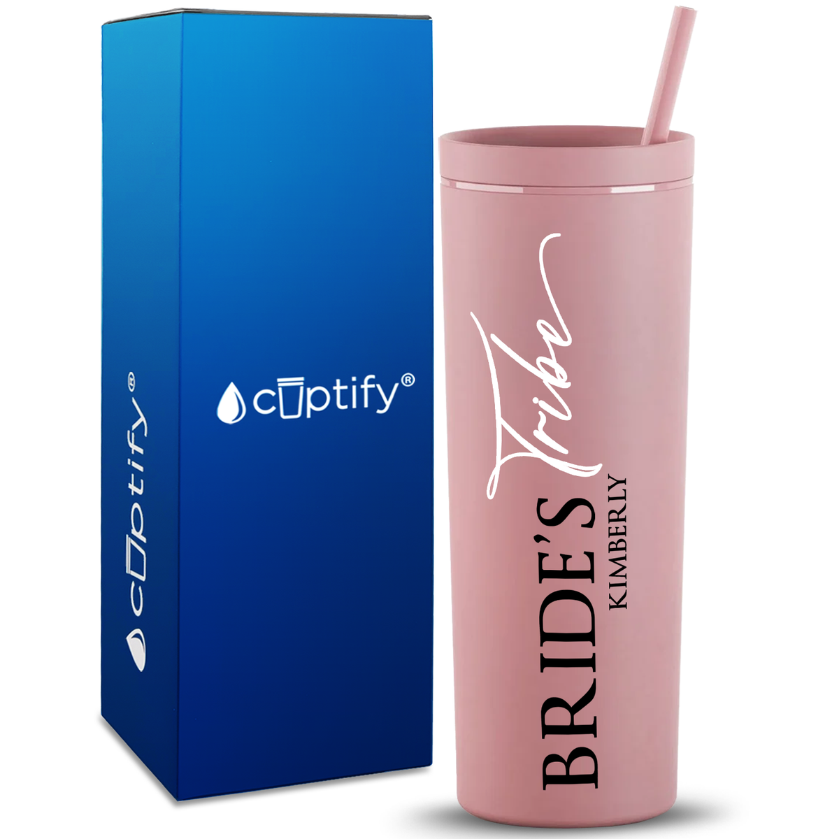 Personalized Bride's Tribe on 18oz Acrylic Skinny Tumbler
