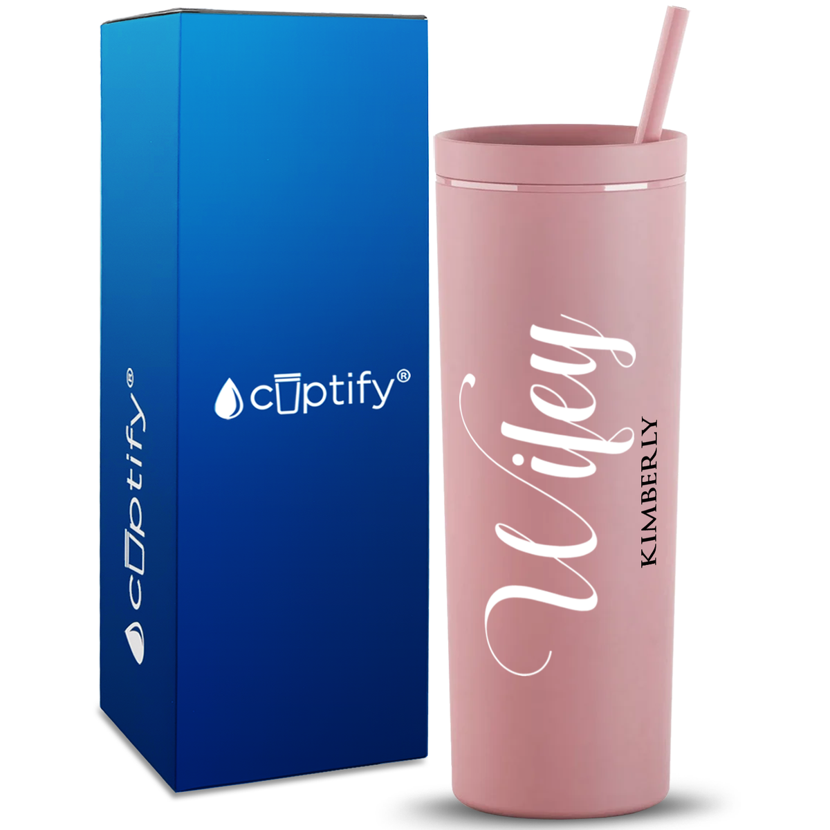 Personalized Wifey on 18oz Acrylic Skinny Tumbler