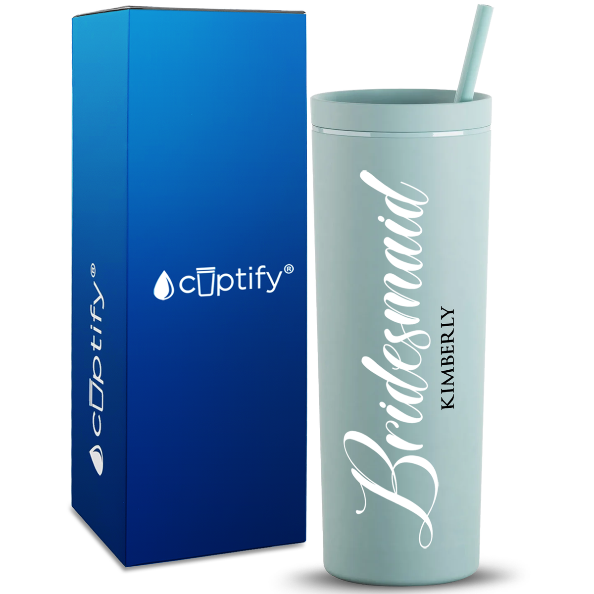 Personalized Bridesmaid on 18oz Acrylic Skinny Tumbler